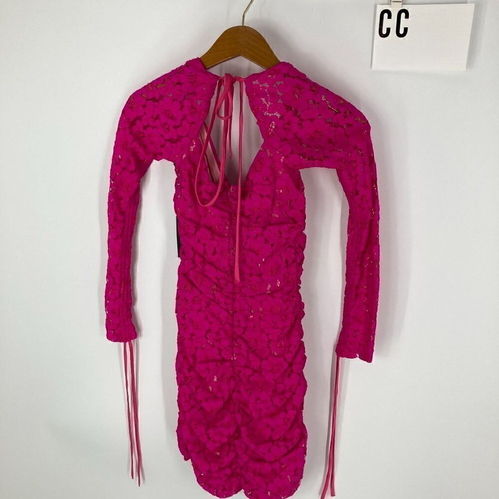 NWT Revolve h:ours pink lace ruched dress Francin bodycon style sz S Bar… - Picture 8 of 8